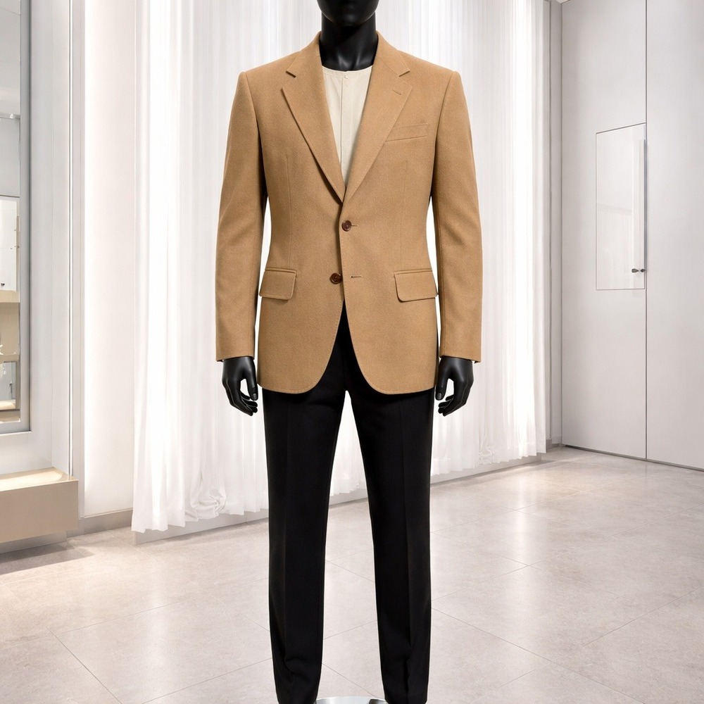 Vintage Stafford Camel Hair Wool Blazer Mens 42R Tan Sport Coat Classic Preppy